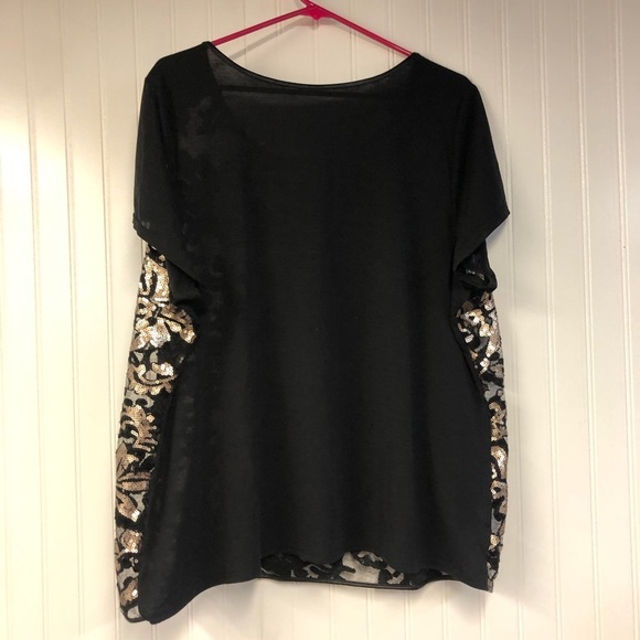 Lane Bryant Short Sleeve Black and Gold Floral Women's Top 18/20 - Picture 4 of 4